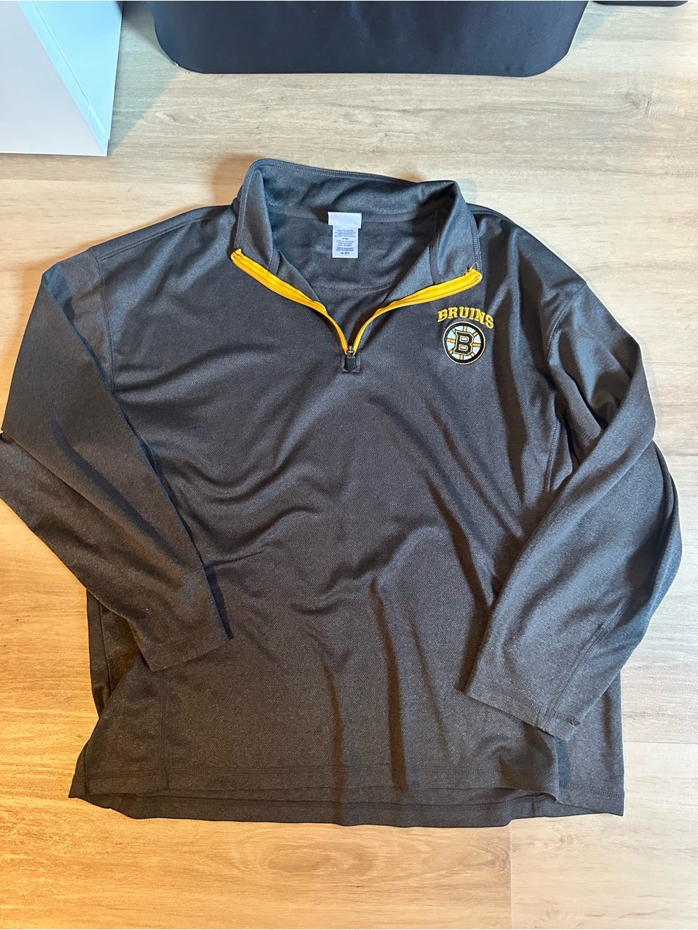 NHL Boston Bruins Gray Quarter-Zip Pullover with Yellow Trim